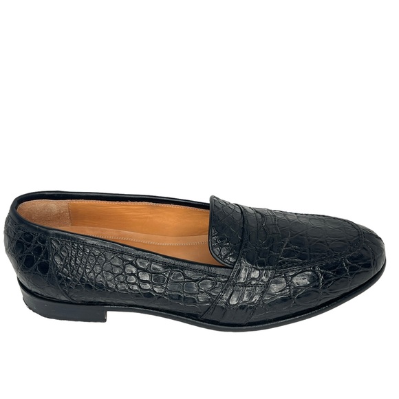 Zelli Italia Black Nic Roma Genuine Crocodile Leather Penny Loafers Size 12M - Picture 9 of 17